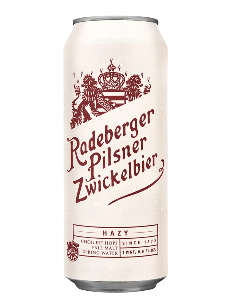 A can of Radeberger Pilsner Zwickel beer.