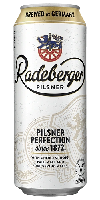 A can of Radeberger Pilsner beer.