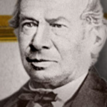 Portrait of an elderly gentleman with a serious expression and white hair.